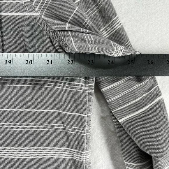 1901 Shirt Mens Size 2XL Flannel Striped Button Front Long Sleeve Cotton Gray - Picture 9 of 11